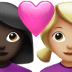 👩🏿‍❤️‍👩🏼 couple with heart: woman, woman, dark skin tone, medium-light skin tone display on Apple